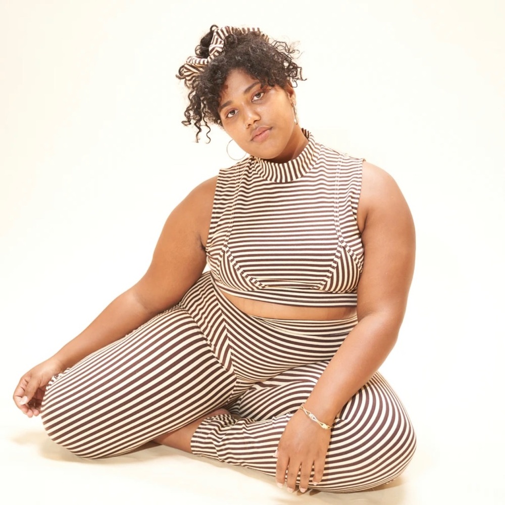 Green Striped Bikini Seams Top-FashionBrandCompany